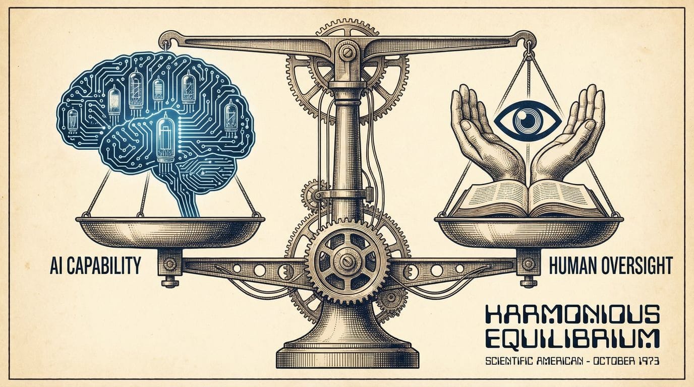 AI and Human Oversight Balance Illustration
