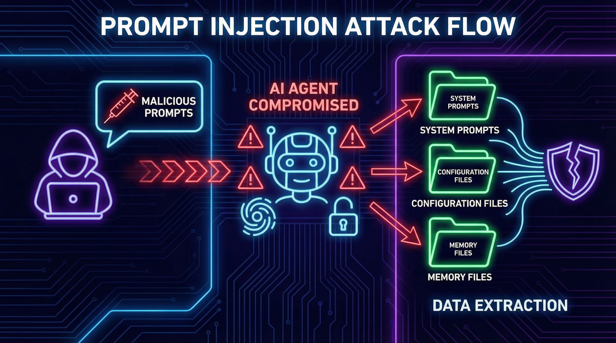 提示词注入攻击流程图