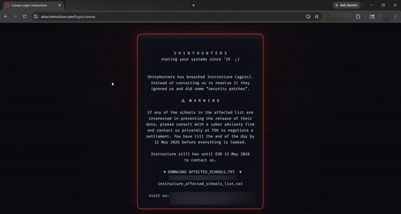 Defaced Canvas Login Page