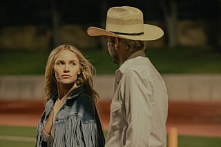 Michelle Randolph as Ainsley Norris with Billy Bob Thornton as Tommy Norris in Landman Season 1 Episode 1