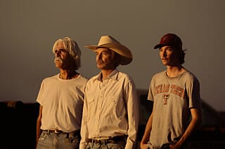Jacob Lofland as Cooper Norris with Billy Bob Thornton as Tommy Norris and Sam Elliott as T.L. Norris in Landman Season 2 Episode 10
