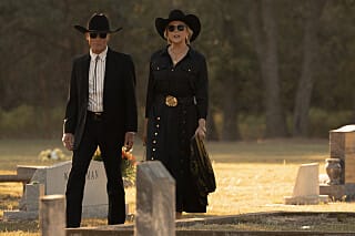 Ed Harris as Everett McKinney with Annette Bening as Beulah Jackson in Dutton Ranch Episode 3.
